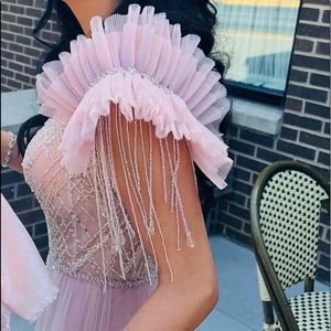 SELLING MY ONE OF A KIND! COUTURE CUSTOM BRIDAL SHOWER DRESS size 0 light pink